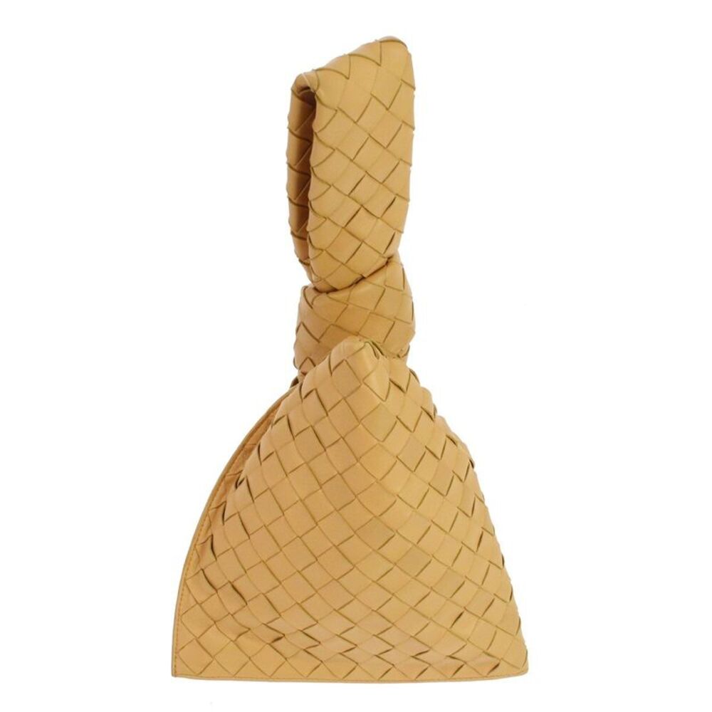 Bottega Veneta Bv Twist Intrecciato Nappa Beige Leather Handbag
